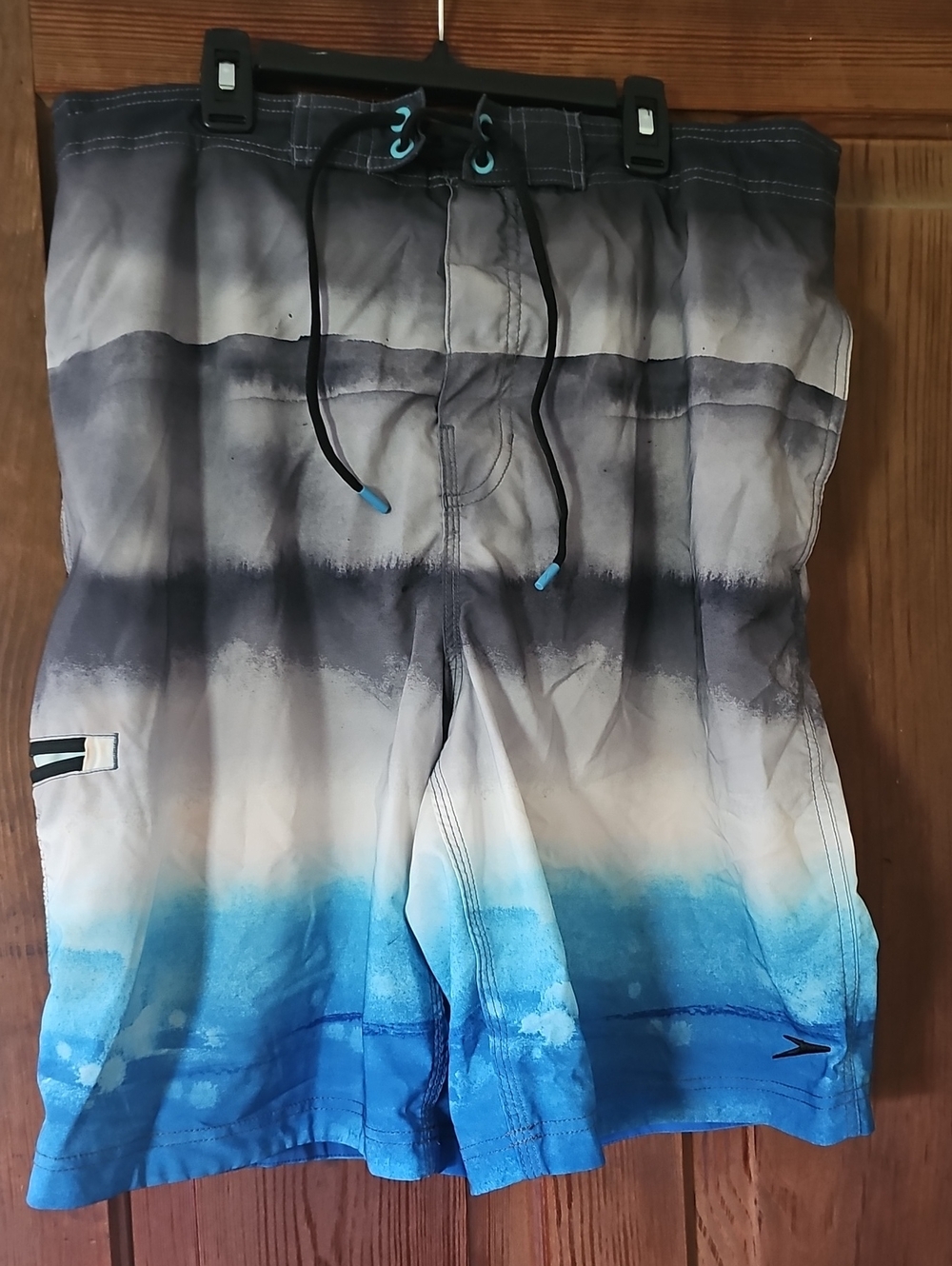 Speedo Blue, Gray and White Ombre Swim Board Shorts